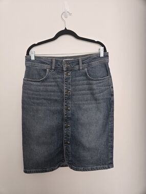 Madewell Blue Button-Front Denim Skirt